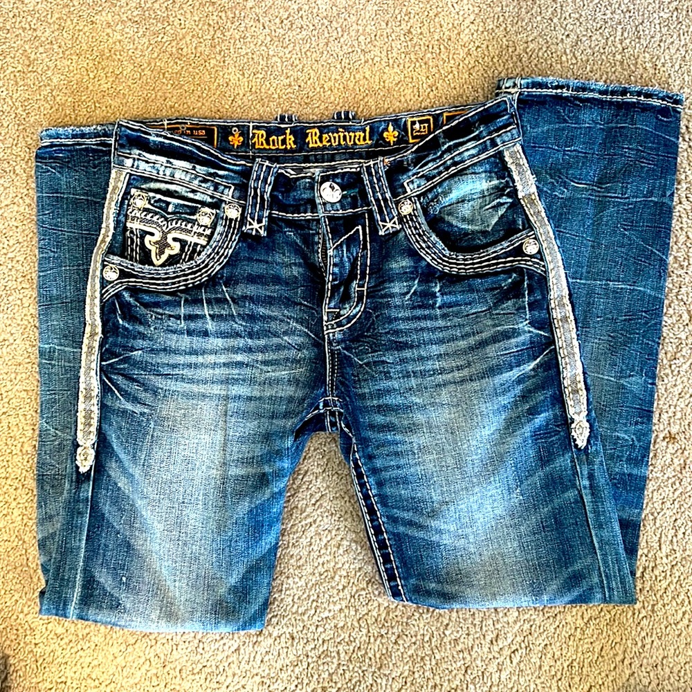 Men’s rock revival slim straight jeans 29 x30